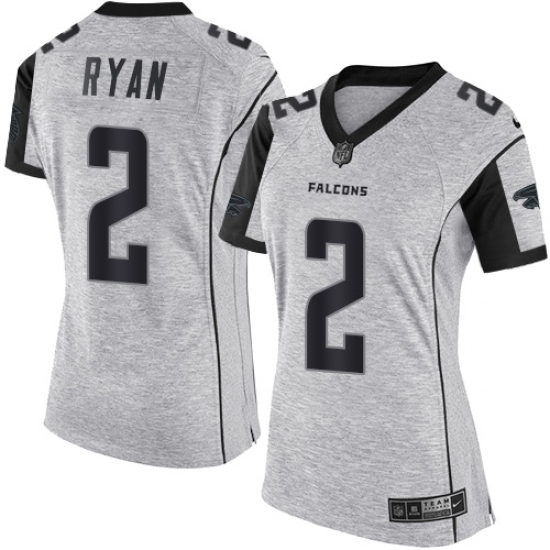 Women's Nike Atlanta Falcons 2 Matt Ryan Limited Gray Gridiron II NFL Jersey