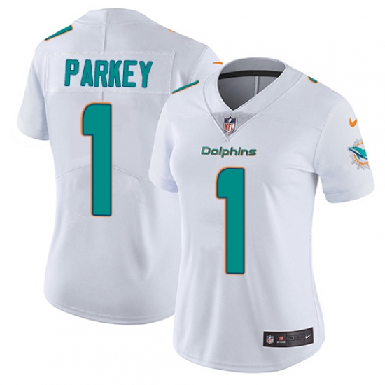 Women's Nike Miami Dolphins 1 Cody Parkey White Vapor Untouchable Limited Player NFL Jersey