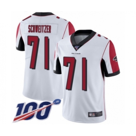 Men's Atlanta Falcons 71 Wes Schweitzer White Vapor Untouchable Limited Player 100th Season Football Jersey