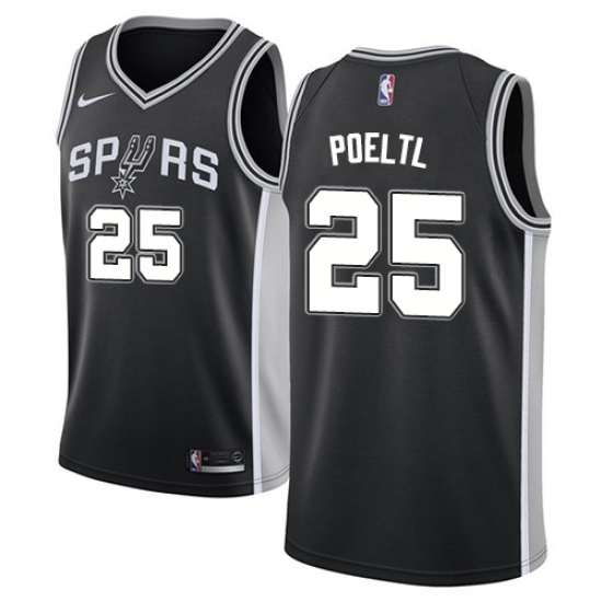 Men's Nike San Antonio Spurs 25 Jakob Poeltl Swingman Black NBA Jersey - Icon Edition