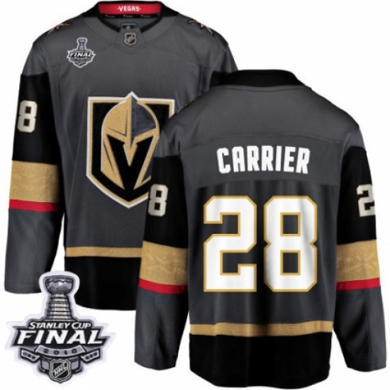 Youth Vegas Golden Knights 28 William Carrier Authentic Black Home Fanatics Branded Breakaway 2018 Stanley Cup Final NHL Jersey