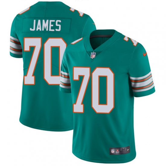 Men's Nike Miami Dolphins 70 Ja'Wuan James Aqua Green Alternate Vapor Untouchable Limited Player NFL Jersey