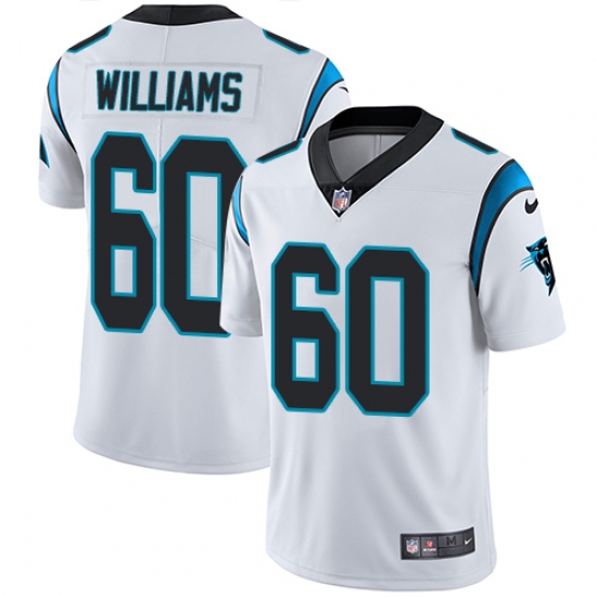 Men's Nike Carolina Panthers 60 Daryl Williams White Vapor Untouchable Limited Player NFL Jersey