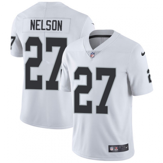 Youth Nike Oakland Raiders 27 Reggie Nelson White Vapor Untouchable Limited Player NFL Jersey