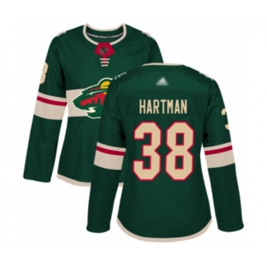 Women's Minnesota Wild 38 Ryan Hartman Authentic Green Home Hockey Jersey