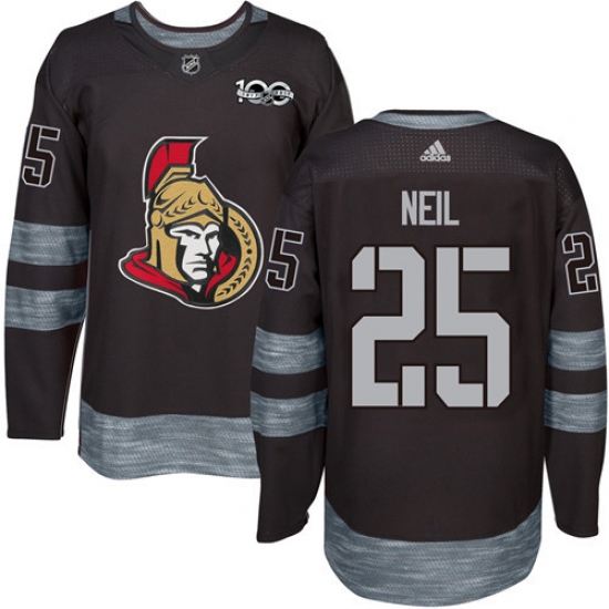 Men's Adidas Ottawa Senators 25 Chris Neil Authentic Black 1917-2017 100th Anniversary NHL Jersey
