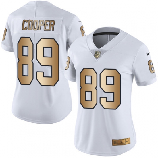 Women's Nike Oakland Raiders 89 Amari Cooper Limited White/Gold Rush NFL Jersey