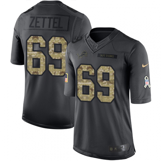 Youth Nike Detroit Lions 69 Anthony Zettel Limited Black 2016 Salute to Service NFL Jersey