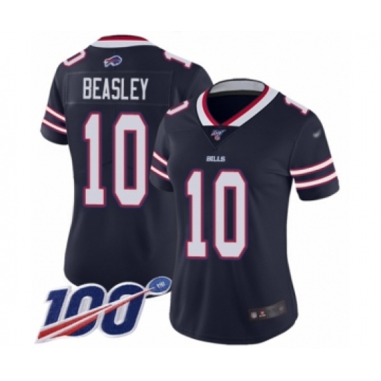 Women's Buffalo Bills 10 Cole Beasley Limited Navy Blue Inverted Legend 100th Season Football Jersey