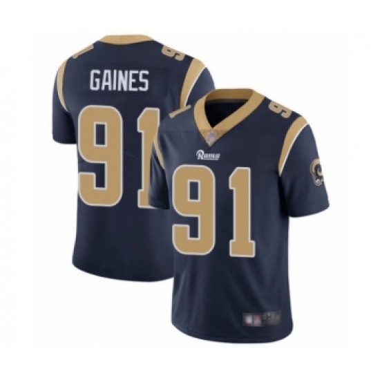 Men's Los Angeles Rams 91 Greg Gaines Navy Blue Team Color Vapor Untouchable Limited Player Football Jersey