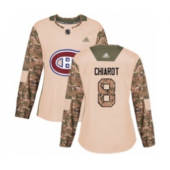Women's Montreal Canadiens 8 Ben Chiarot Authentic Camo Veterans Day Practice Hockey Jersey