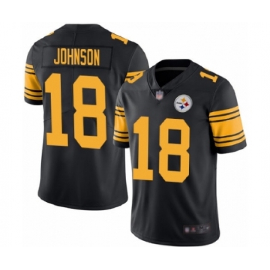 Men's Pittsburgh Steelers 18 Diontae Johnson Limited Black Rush Vapor Untouchable Football Jersey