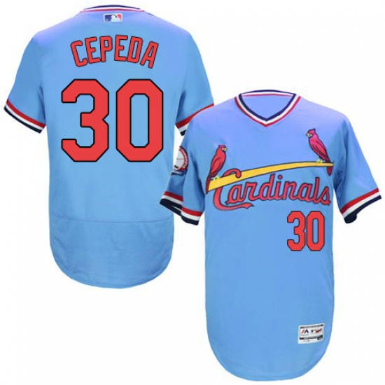 Men's Majestic St. Louis Cardinals 30 Orlando Cepeda Light Blue Flexbase Authentic Collection Cooperstown MLB Jersey