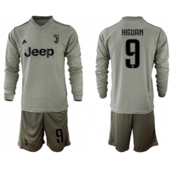 Juventus 9 Higuain Away Long Sleeves Soccer Club Jersey