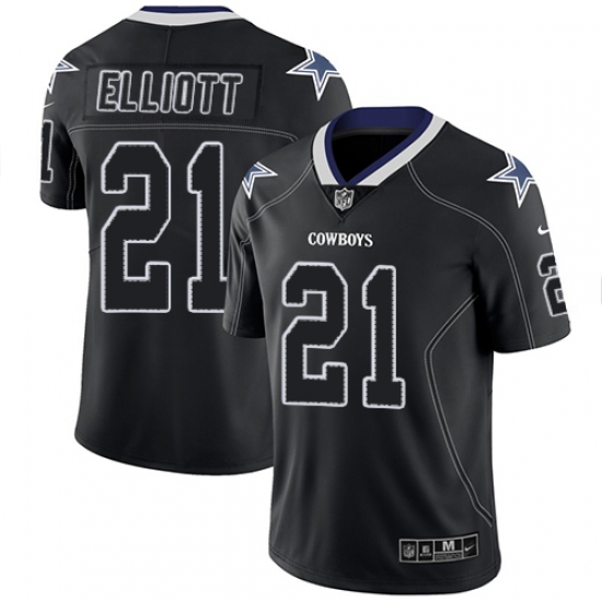 Men's Nike Dallas Cowboys 21 Ezekiel Elliott Limited Lights Out Black Rush NFL Jersey