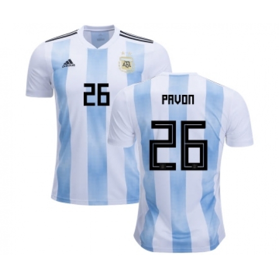 Argentina 26 Pavon Home Kid Soccer Country Jersey