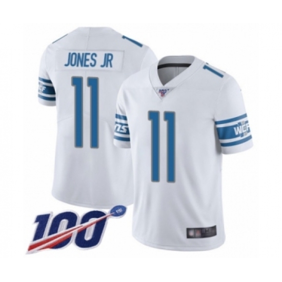 Men's Detroit Lions 11 Marvin Jones Jr White Vapor Untouchable Limited Player 100th Season Football Jersey
