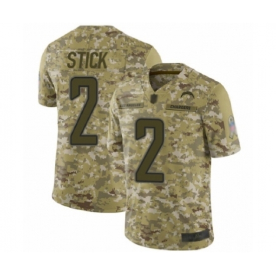Men's Los Angeles Chargers 2 Easton Stick Limited Camo 2018 Salute to Service Football Jersey