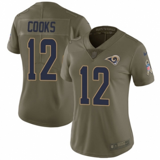 Women's Nike Los Angeles Rams 12 Brandin Cooks Limited Olive 2017 Salute to Service NFL Jersey