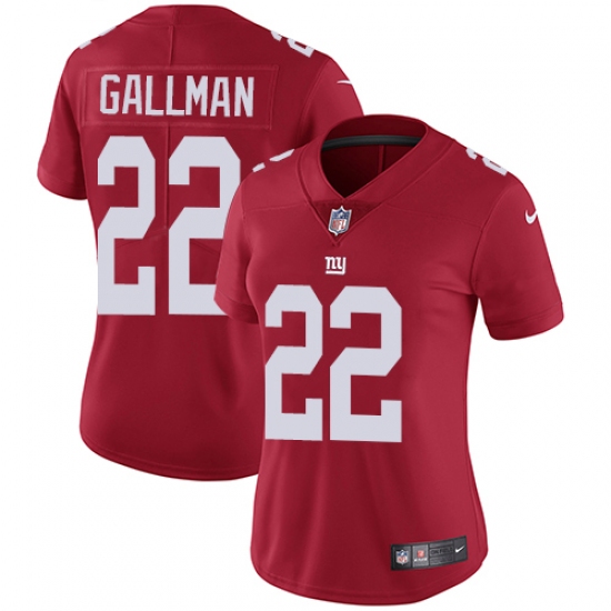 Women's Nike New York Giants 22 Wayne Gallman Red Alternate Vapor Untouchable Limited Player NFL Jersey