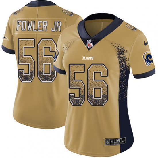Women's Nike Los Angeles Rams 56 Dante Fowler Jr Limited Gold Rush Drift Fashion NFL Jersey