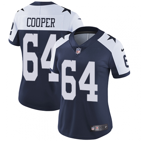 Women's Nike Dallas Cowboys 64 Jonathan Cooper Navy Blue Throwback Alternate Vapor Untouchable Limited Player NFL Jersey