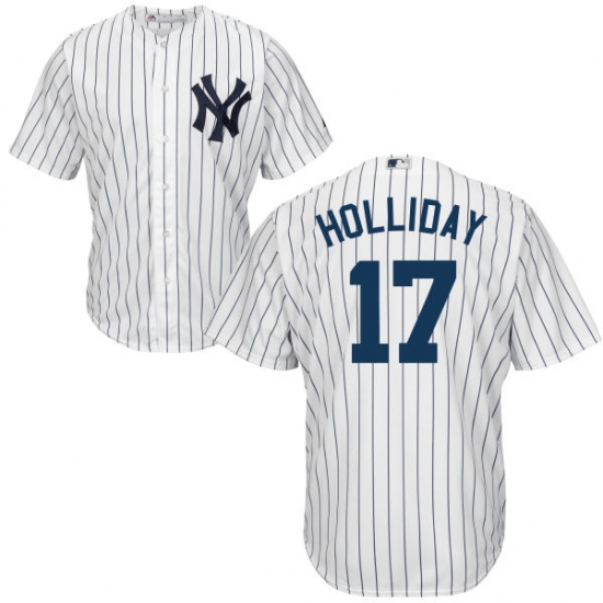 Men's Majestic New York Yankees 17 Matt Holliday Replica White Home MLB Jersey
