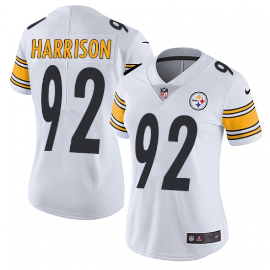Women's Nike Pittsburgh Steelers 92 James Harrison White Vapor Untouchable Limited Player NFL Jersey