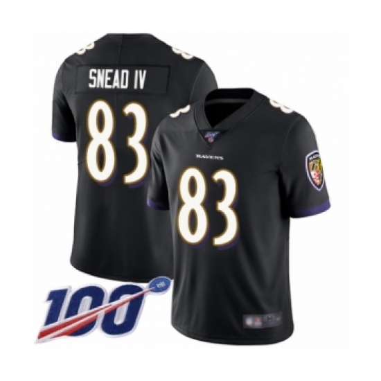 Men's Baltimore Ravens 83 Willie Snead IV Black Alternate Vapor Untouchable Limited Player 100th Season Football Jersey