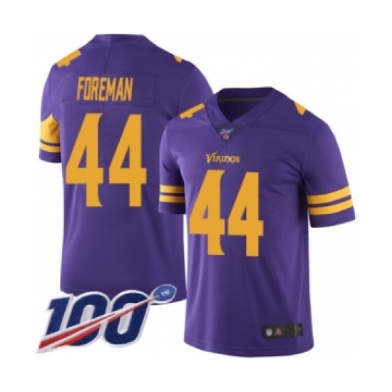 Men's Minnesota Vikings 44 Chuck Foreman Limited Purple Rush Vapor Untouchable 100th Season Football Jersey