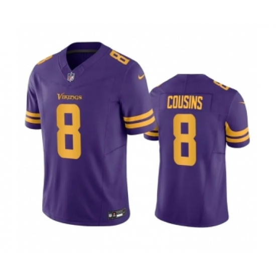 Men's Minnesota Vikings 8 Kirk Cousins Purple 2023 F.U.S.E. Color Rush Stitched Jersey
