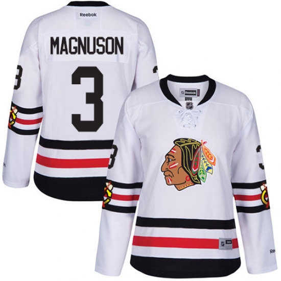 Women's Reebok Chicago Blackhawks 3 Keith Magnuson Premier White 2017 Winter Classic NHL Jersey