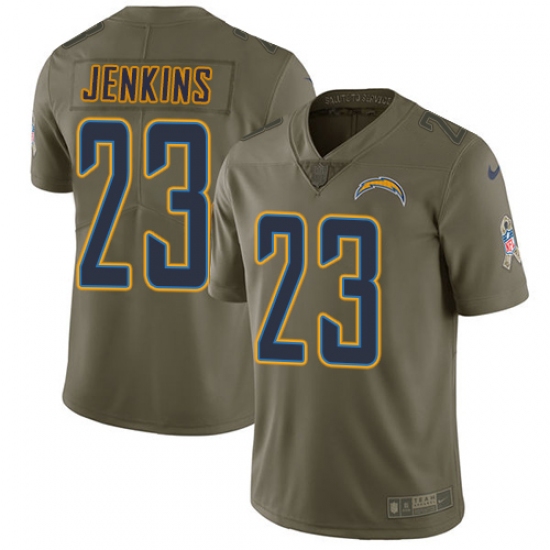 Men's Nike Los Angeles Chargers 23 Rayshawn Jenkins Limited Olive 2017 Salute to Service NFL Jersey