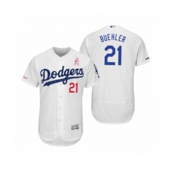 Men's Walker Buehler Los Angeles Dodgers 21 White 2019 Mothers Day Flex Base Home Jersey