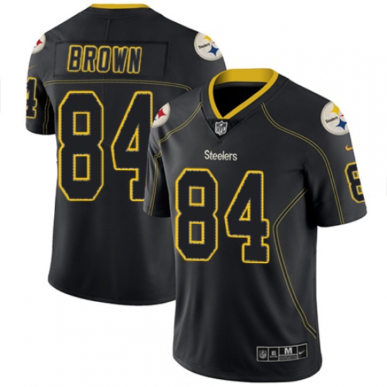 Men's Nike Pittsburgh Steelers 84 Antonio Brown Limited Lights Out Black Rush NFL Jersey