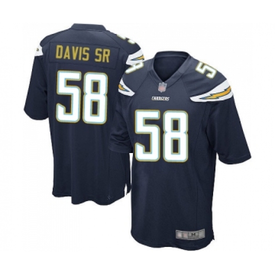 Men's Los Angeles Chargers 58 Thomas Davis Sr Game Navy Blue Team Color Football Jersey