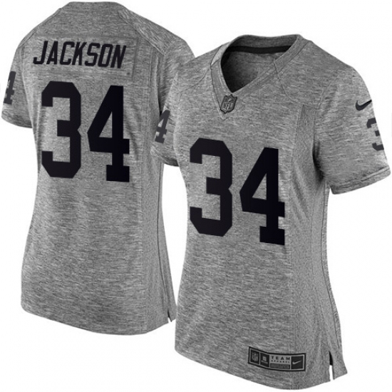 Women's Nike Oakland Raiders 34 Bo Jackson Limited Gray Gridiron NFL Jersey