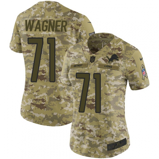 Women's Nike Detroit Lions 71 Ricky Wagner Limited Camo 2018 Salute to Service NFL Jersey