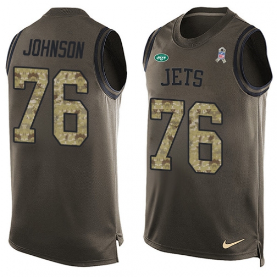 Men's Nike New York Jets 76 Wesley Johnson Limited Green Salute to Service Tank Top NFL Jersey