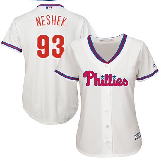 Women's Majestic Philadelphia Phillies 93 Pat Neshek Replica Cream Alternate Cool Base MLB Jersey