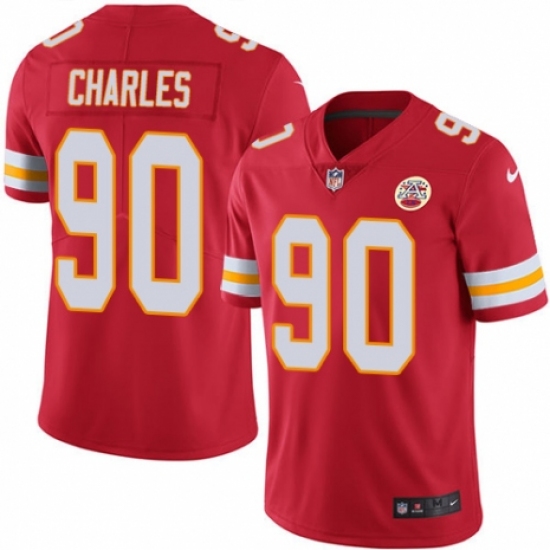Men's Nike Kansas City Chiefs 90 Stefan Charles Red Team Color Vapor Untouchable Limited Player NFL Jersey