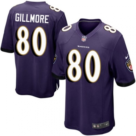 Men's Nike Baltimore Ravens 80 Crockett Gillmore Game Purple Team Color NFL Jersey