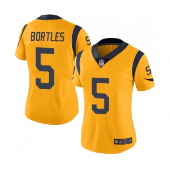 Women's Los Angeles Rams 5 Blake Bortles Limited Gold Rush Vapor Untouchable Football Jersey