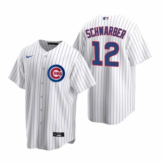 Men's Nike Chicago Cubs 12 Kyle Schwarber White Home Stitched Baseball Jersey