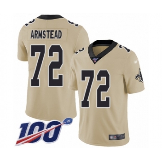 Men's New Orleans Saints 72 Terron Armstead Limited Gold Inverted Legend 100th Season Football Jersey