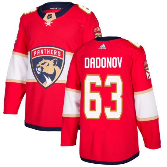 Men's Adidas Florida Panthers 63 Evgenii Dadonov Authentic Red Home NHL Jersey