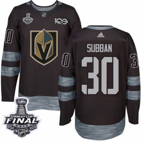 Men's Adidas Vegas Golden Knights 30 Malcolm Subban Authentic Black 1917-2017 100th Anniversary 2018 Stanley Cup Final NHL Jersey
