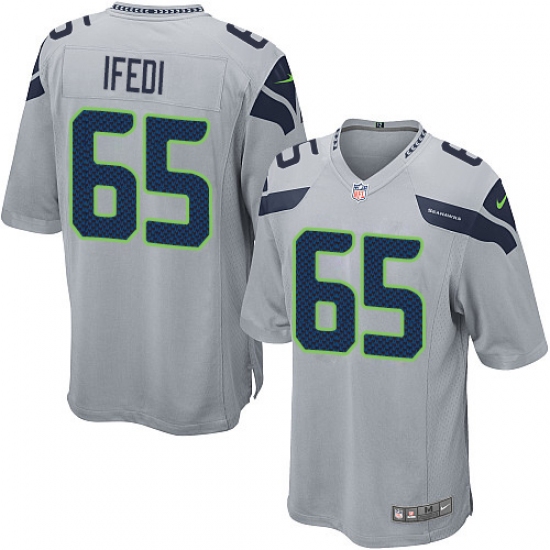 Men's Nike Seattle Seahawks 65 Germain Ifedi Game Grey Alternate NFL Jersey