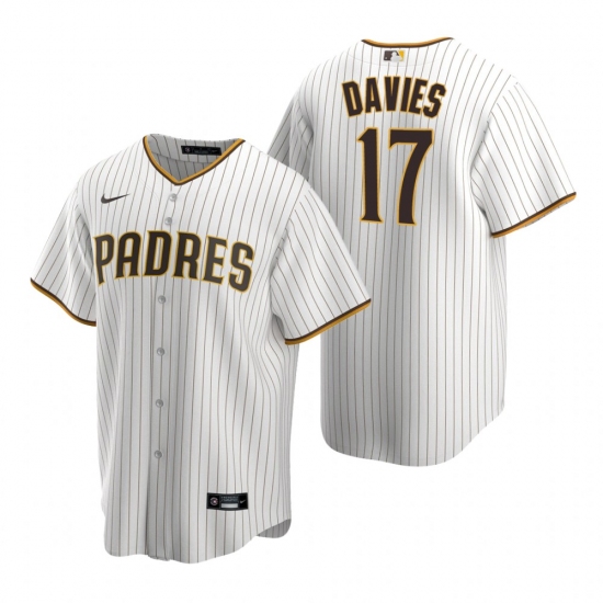 Men's Nike San Diego Padres 17 Zach Davies White Brown Home Stitched Baseball Jersey
