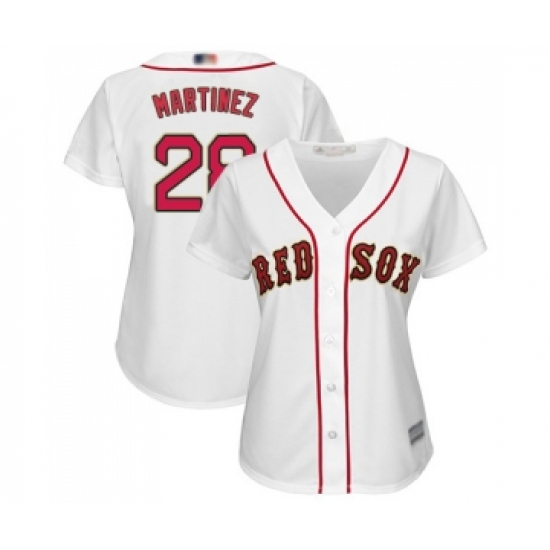Women's Boston Red Sox 28 J. D. Martinez Authentic White 2019 Gold Program Cool Base Baseball Jersey